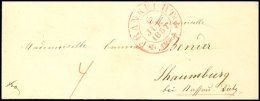 "FRANKFURT 12 JUL 1857" - Roter K2 Mit Kreuzen, Klar Auf Austaxiertem Trauerbriefkuvert Im Damenbriefkuvertformat... - Autres & Non Classés