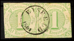 "EISFELD 21/7 1861" - Fingerhut-K1, Auf Waager. Paar 1 Kr. Grün Im Taxisschnitt, Katalog: 20(2) OEISFELD... - Autres & Non Classés
