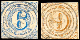 "378" - SCHWARZBURG, Je Zentrisch Klar Auf 6 Kr. Blau (dünne Stellen) Und 9 Kr. Braun, Katalog: 33,34 O378... - Otros & Sin Clasificación