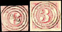 "345" - GREBENHAIN, Zentrisch Auf 6 Kr. Rosa (kleine Helle Stelle) Und Auf Briefstück 3 Kr. Rosa, Katalog:... - Otros & Sin Clasificación