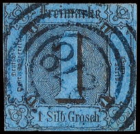 "278" (blau) - TAMBACH, Zentrisch Klar Auf Angeschnittener 1 Sgr. A. Dunkelblau, Dünnstelle, Katalog: 4... - Otros & Sin Clasificación
