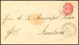 "260" Nebst K1 "ROEMHILD 5 10 1866" Auf GS-Umschlag 3 Kr., Als Postbezirksbrief über Meiningen Nach Arnstadt,... - Autres & Non Classés