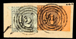 "234" - JENA, Zwei Abschläge Auf Briefstück Mit 1/4 Sgr. A. Rotbraun Mit 7 Mm Bogenrand Rechts Und 1/2... - Autres & Non Classés