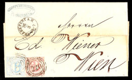 "220" (Dreiring) Nebst K1 "FRANKFURT A.M. 26/3 (1866)" Auf Postvereins-Auslandsbrief 3 U. 6 Kr. IV.Ausgabe An Herrn... - Autres & Non Classés