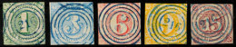 "216" (blau) - WINKEL, Je Zentrisch Klar Auf 1, 3, 6, 9 U. 15 Kr. II.Ausgabe, Die 3 Kr.-Marke Allseits Vollrandiges... - Autres & Non Classés