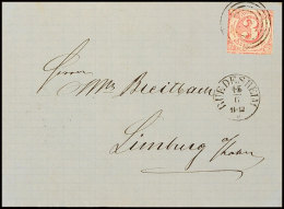 "203" Nebst K1 "RUEDESHEIM 15/6" (1866) Auf Postbezirksbrief, Mit 3 Kr. IV. Ausgabe über Oberlahnstein Nach... - Autres & Non Classés