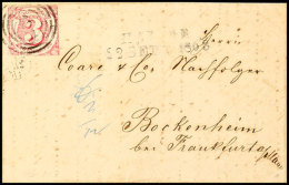 "181" Nebst L2 "HAIGER 22 SEPT. 1863" Auf Postbezirksbrief 3 Kr. über Bahnpost Deutz/Giessen Und Frankfurt/M.... - Autres & Non Classés