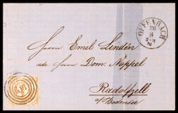 "142" Nebst K1 "OFFENBACH 28 8 (1865)" Auf Postvereinsbrief Mit Vollrandiger 9 Kr. III.Ausgabe über Badische... - Autres & Non Classés
