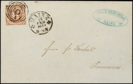 "134" Nebst K1 "MAINZ 13 FEB 1859" Mit Kreuzen Auf Postvereinsbrief, Mit Allseits Vollrandiger Bzw. Oben... - Autres & Non Classés