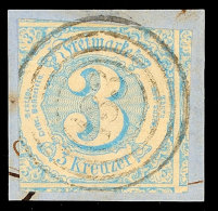 "133" - LORSCH, Zentrisch Auf Briefstück 3 Kr. Hellblau Im Taxisschnitt Mit Teilen Von Vier Nebenmarken,... - Autres & Non Classés