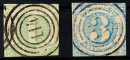 "114" - GERNSHEIM, Zentrisch Auf 1 Kr. Grün Und 3 Kr. Hellblau, Letztere Minimal Hell, Katalog: 20,21 O114... - Otros & Sin Clasificación