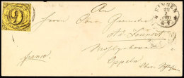 "97" Nebst K1 "BINGEN 22 2 1860" Auf Damenbriefkuvert 9 Kr. A. Hellgelb, Als Postvereinsbrief über... - Otros & Sin Clasificación