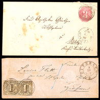 "102" Nebst K2 "BUTZBACH 4 10 1859" Auf Postbezirksbriefkuvert (vorders. Ein Loch Im Papier) 1 Kr. Waager. Paar... - Otros & Sin Clasificación