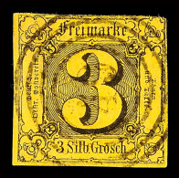 "49" - NEUKIRCHEN B.H., Zentrisch Auf Farbfrischer, Dreiseitig Vollrandiger 3 Sgr. A. Gelb, Sign. Gaston Nehrlich... - Otros & Sin Clasificación