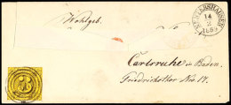 "46" Zentrisch Klar Nebst K2 "NENTERSHAUSEN 14/2 1859" Auf 3 Sgr. A. Hellgelb Im Taxisschnitt Auf Briefkuvert... - Other & Unclassified