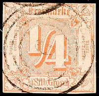 "9" - BOCKENHEIM, Zentrisch Klar Auf 1/4 Sgr. Orange, Kleine Helle Stelle, Signiert Richter, Katalog: 13 O9 -... - Other & Unclassified