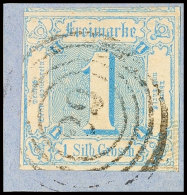 1 Sgr. Hellblau, Voll/überrandig Mit Vierringstempel "29" Von Hanau Auf Kabinettbriefstück, Katalog: 15... - Otros & Sin Clasificación