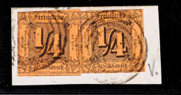 1/4 Gr. A. Rotbraun, Zwei Farbfrische Exemplare Zusammen Mit Zwei Zarten Vierringstempeln "273" On Gotha Auf... - Autres & Non Classés