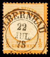 "OLBERNHAU 22 JUL 73" - K2, Zentrisch Klar Auf Kabinettstück DR 1/2 Gr. Orange, Katalog: DR18 OOLBERNHAU... - Sachsen