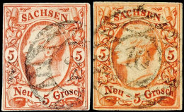 5 Ngr. 4 Mal Tadellos Gestempelt In Verschiedenen Farben, Katalog: 12(4) O5 Ngr. 4 Time Neat Cancelled In... - Saxe