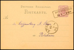 "OBERSITZKO 24 3 (1880)" - Ra2, OPD Posen, Klar Auf GS-Postkarte DR 5 Pfg Nach Potsdam, Katalog: DR P5... - Otros & Sin Clasificación