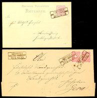 "CROSSEN REG. BEZ. MERSEBURG 20/7 (1884)" - Ra3, Auf GS-Postkarte DR 5 Pfg Sowie "CROSSEN REG. BEZ. MERSEBURG 17/4... - Otros & Sin Clasificación