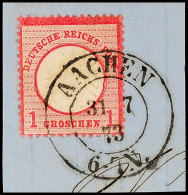 "AACHEN 31 7 73" - K1, Klar Und Vollständig Auf Luxus-Briefstück DR 1 Gr. Großer Schild, Katalog:... - Autres & Non Classés