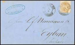 "HAMBURG BAHNHOF 4/5 (1864)" - K2, Auf Postvereinsbrief 3 Sgr. Wappen Nach Eybau/Sachsen, Katalog: 18a... - Autres & Non Classés