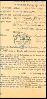 "BERLIN STETTIN.BAHN." - Blauer Krone/Posthorn-Stempel, Innenseitig In Einem Postbehändigungsschein Aus 1866 ... - Otros & Sin Clasificación