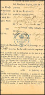 "BERLIN STETTIN.BAHN." - Blauer Krone/Posthorn-Stempel, Innenseitig In Einem Postbehändigungsschein Aus 1866 ... - Other & Unclassified