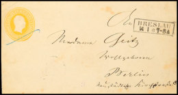 3 Sgr. Gelb, Schilling-Nr. 2, Format A, Mit Ra2 "BRESLAU" Nach Berlin, Minimale Spuren, Mi. 120.-, Katalog: U13A2... - Autres & Non Classés