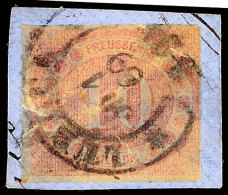 10 Sgr. Rosarot, Mit Hufeisenstempel "LÜBECK 30.1.69" (Spalink 22-1) Auf Blauem Leinenbriefstück, Wie... - Otros & Sin Clasificación