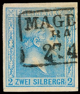 2 Sgr. Blau, Farbfrisches Und Breitrandiges Kabinettstück Mit Plattenfehler G1 "oberer Balken Des Letzten E In... - Otros & Sin Clasificación