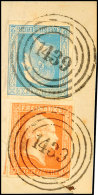 2 Sgr. Mattblau Glatter Grund In MiF Mit 1/2 Sgr. Orange Mit Wz., Schöne Buntfrankatur Der 1. Und 2. Ausgabe... - Otros & Sin Clasificación