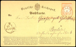 "VAREL" - K2, Klar Auf Postkarte DR 1/2 Gr. Kleiner Schild Nach Berlin, Senkr. Faltspur, Katalog: DR 3 BFVAREL... - Oldenbourg