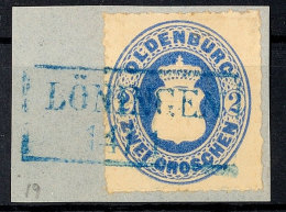 "LÖNINGEN" - Blauer Ra2, Vollständig Auf Schönem Briefstück 2 Gr., Kleines Nadelloch, Katalog:... - Oldenburg