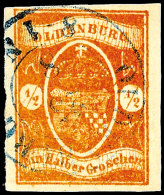 1/2 Groschen Hellrotbraun, Allseits Breitrandiges Und Farbfrisches Kabinettstück, Entwertet Mit Blauem K2... - Oldenbourg