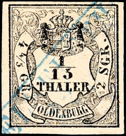 1/15 Thaler Schwarz Auf Mattbräunlichrot, Type III, Allseits Vollrandiges Und Farbfrisches Kabinettstück,... - Oldenburg