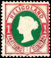 1 Pfg. Lilakarmin/dunkelgrün, Gestempelt, Repariert, Signiert Lemberger, Fotobefund Estelmann BPP, Mi. 900,-... - Heligoland