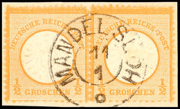 "MANDELSLOH" - K2 Mit Kringel, Herrlich Klar Auf Briefstück DR Waager. Paar 1/2 Gr., Linke Marke... - Hanover