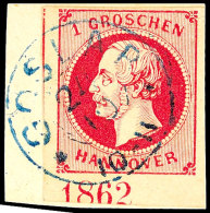1 Groschen Lilarot, Unterrandstück Mit Jahreszahl "1862" (Stellung II), Allseits Vollrandiges Und Farbfrisches... - Hanovre