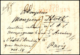 1813, "130 HASELUNEN" Roter L2 Auf Faltbrief Nach Paris Mit Ank.-stpl., Feuser Nr. 1387-2  BF1813, "130... - Hanover