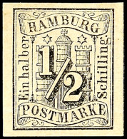 1/2 Schilling Schwarz, Vollrandig, Ungebraucht Mit Originalgummierung, Gepr. Pfenninger, Mi. 130.-, Katalog: 1... - Hamburg