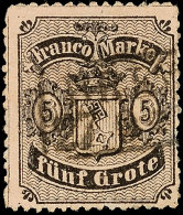 5 Gr. A. Mattkarmingrau, Type I, Gestempelt, Versch. Mängel, Fotobefund Heitmann BPP, Mi. 380.-... - Bremen