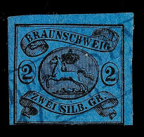 2 Sgr. A. Blau, Farbfrisches, Unten Berührtes, Sonst Dreiseitig Breitrandiges Exemplar Mit Auf Dieser Marke... - Brunswick