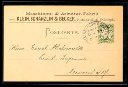 "MAINZ-LUDWIGSHAFEN BAHNPOST ZUG 19 10/9.90" - Reichspost-Bahnpost-Ovalstempel, Klar Auf Postkarte Bayern 5 Pfg Mit... - Other & Unclassified