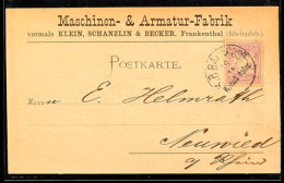 "K.B.BAHNPOST 16 11 (1888) Weissb-Mainz" - Bahnpost-K1, Auf Postkarte Bayern 5 Pfg Mit Vorgedruckter Firmenadresse... - Autres & Non Classés