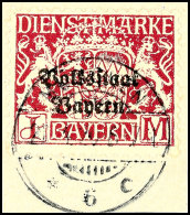 1 M. Dunkellila, Gestempelt "MÜNCHEN 20.1.20" Auf Briefstück, Gepr. Pfenninger, Mi. 480.-, Katalog: 43y... - Autres & Non Classés