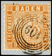 9 Kr. Lebhaftrötlichbraun, Kabinettbriefstück Mit Fünfringstempel "109" Von Pforzheim, Gepr.... - Sonstige & Ohne Zuordnung