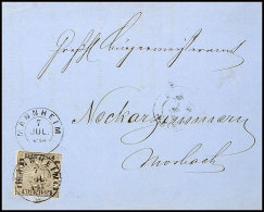 1 Kr. Schwarz, Oben Zahnfehler, Mit DKr. "MANNHEIM 7 JUL (1864) Auf Drucksache Nach Neckarzimmern Bei Mosbach Mit... - Autres & Non Classés